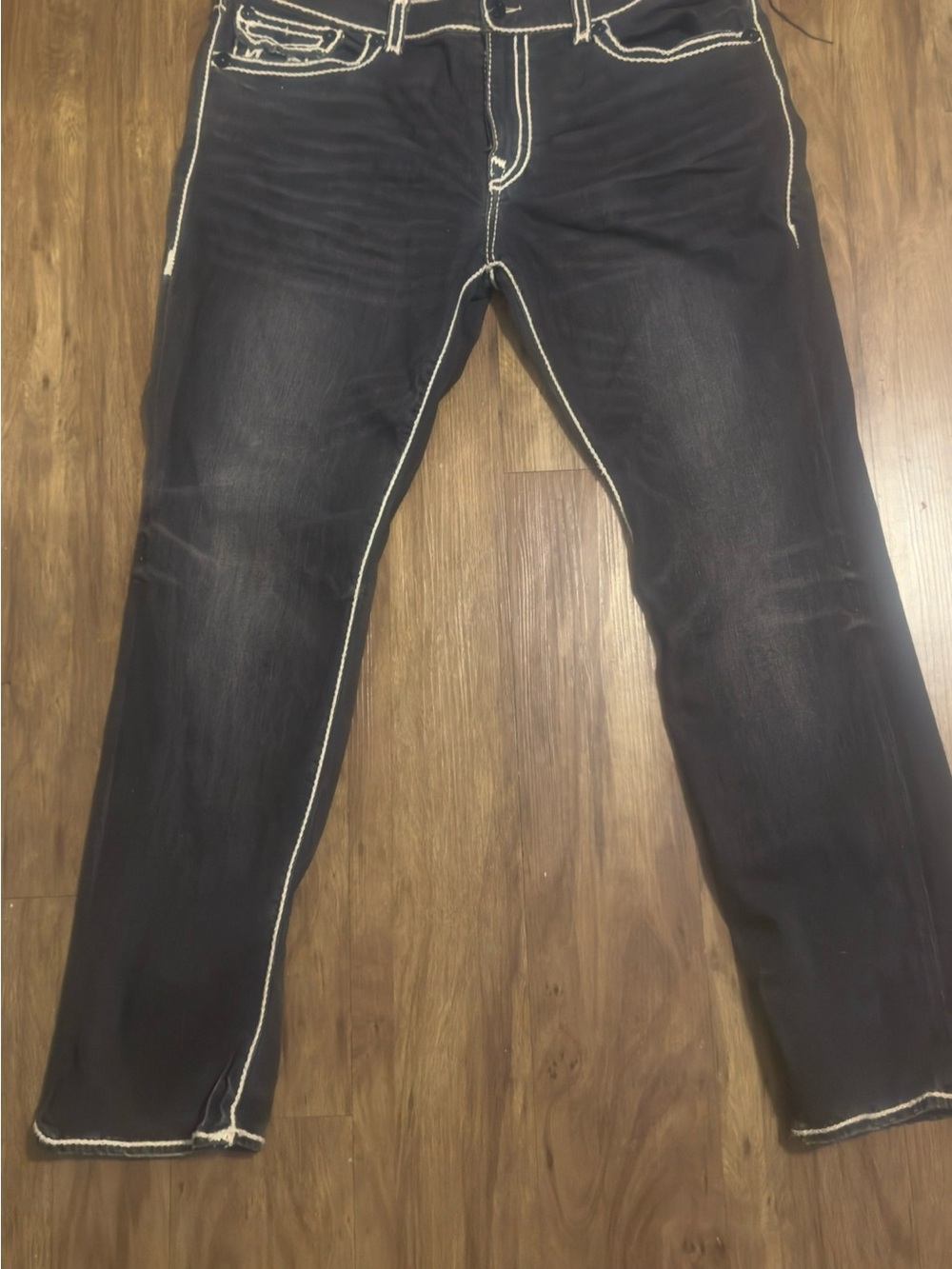 True Religion Black Jeans with White Contrast Stitching